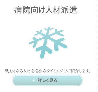 病院向け人材派遣　戦力となる人材を必要なタイミングでご紹介します。詳しく見る